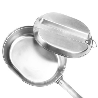 Cyellon US Military Mess Kit,Stainless Steel Camping Lunch Box with Handle,Tray Frying Pan Portable for Outdoor Camping Hiking Picnic BBQ Beach Traveing, Silver