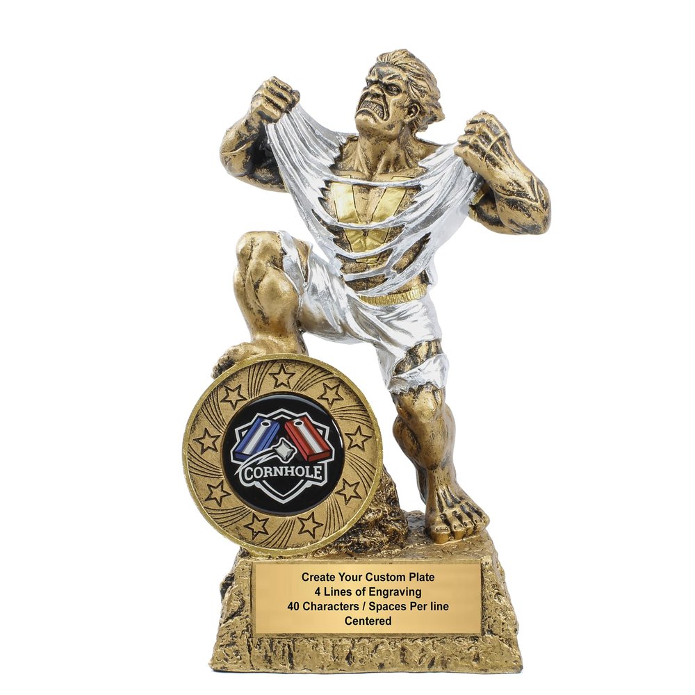 Decade Awards Personalized Large Monster Cornhole Trophy - Engraved Bean Bag Toss Award - Beast Mode Cornhole Prize - Customize Now (CRNL-9.5 Inch)
