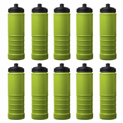 DISCOUNT PROMOS 10 Plastic Water Bottles Set, 23 oz. - Screw-On Lid, Grip Design - Lime Green