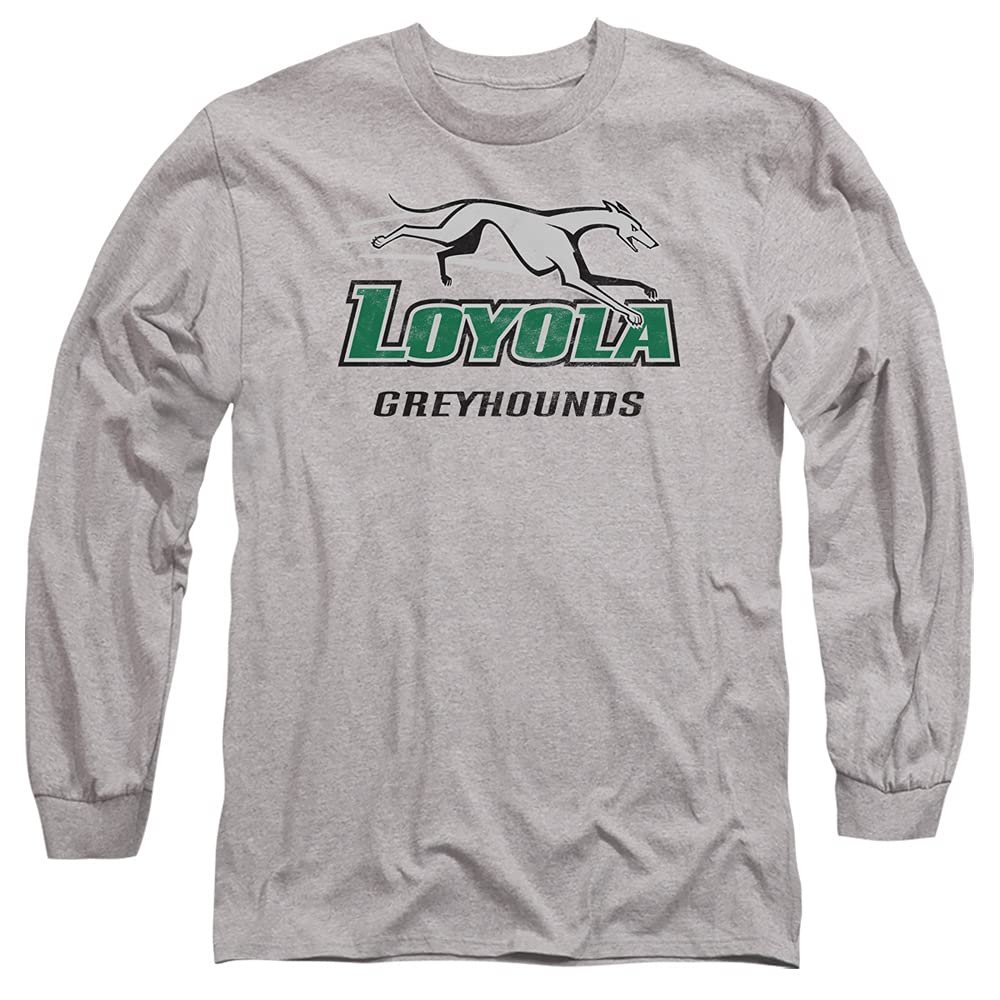 Loyola University Maryland Official Distressed Primary Unisex Adult Long-Sleeve T Shirt,Athletic Heather, Medium