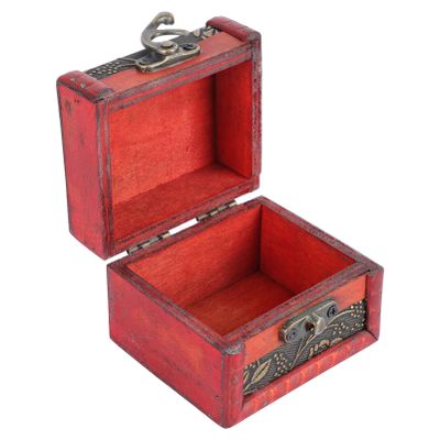 Holibanna Small Storage Container Small Antique Wood Jewelry Box Wooden Treasure Chest Box for Necklace Earrings