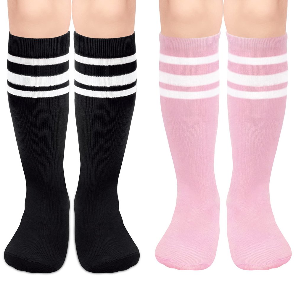 Girls Knee High Soccer Socks - Kids Toddler Baby Tube Socks