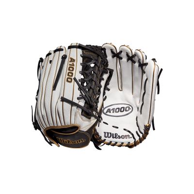 Wilson 2022 A1000 T125 12.5" Fastpitch Outfield Glove - Right Hand Throw, White/Black/Metallic Gold
