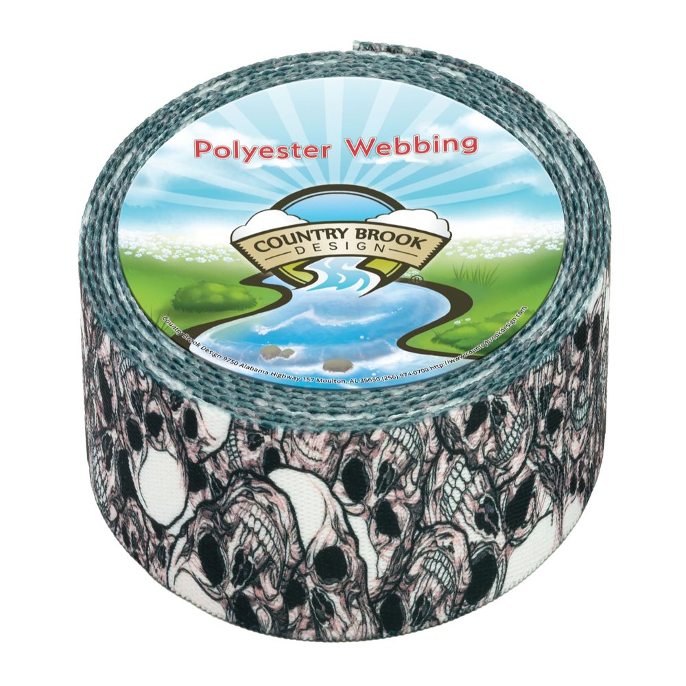 Country Brook Design - Phantom Skulls Polyester Webbing (1 Inch, 50 Yards)