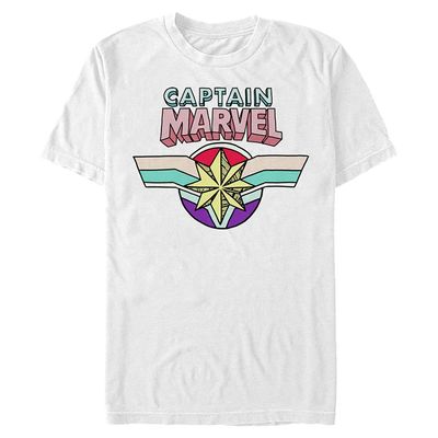 Marvel Men's Universe Captain Logo T-Shirt, White, Small