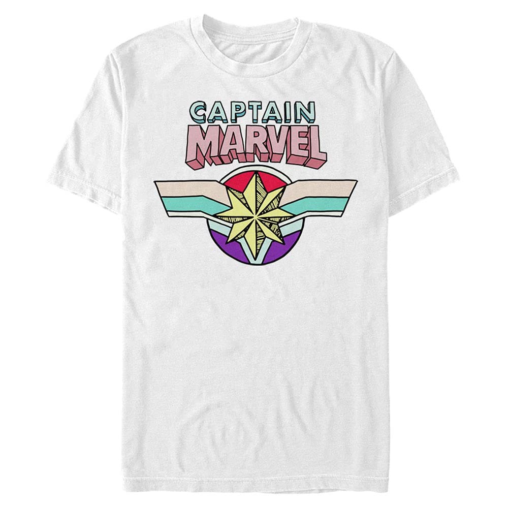 Marvel Men's Universe Captain Logo T-Shirt, White, Small
