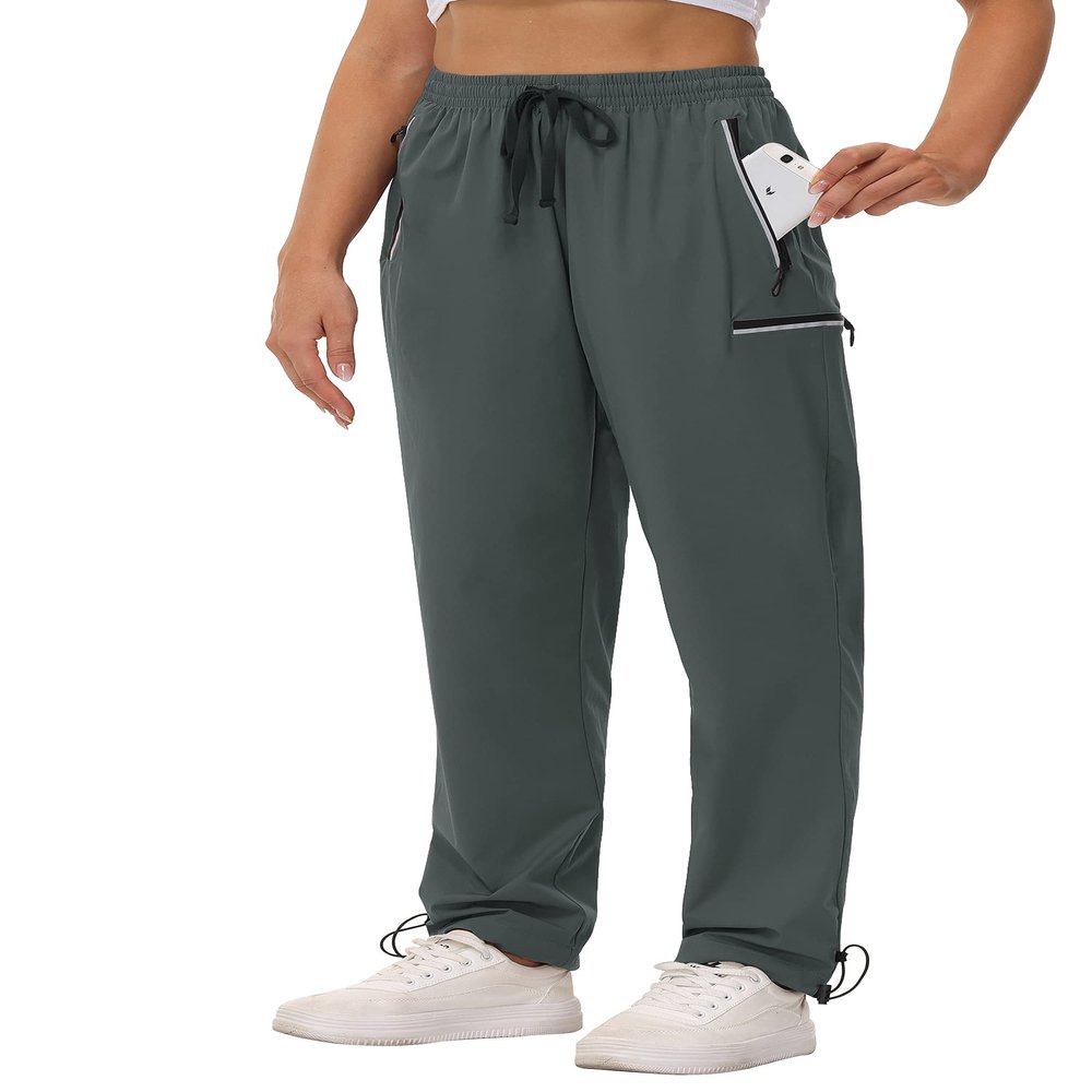 Cakulo Plus Size Pants for Women Cargo Hiking Work Golf Travel Camping Waterproof Rain Quick Dry Light Weight Pants Pockets Grey 2XL