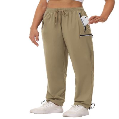 Cakulo Plus Size Pants for Women Cargo Hiking Work Golf Travel Camping Waterproof Rain Quick Dry Light Weight Pants Pockets Khaki 3XL