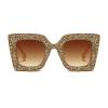 3pack Cute Sparkling Crystal sunglasses women Luxury Rhinestone Square Pearl Sun glasses Ladies Bling Diamond Party Sunglasses (3pack-leopard&purple yellow&green plian) view 2