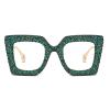 3pack Cute Sparkling Crystal sunglasses women Luxury Rhinestone Square Pearl Sun glasses Ladies Bling Diamond Party Sunglasses (3pack-leopard&purple yellow&green plian) view 4