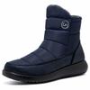 Aomigoct Women Winter Snow Boots Waterproof: Dark Blue 8.5 Warm Mid Calf Boots for Women with Fur Lined - Comfortable Outdoor Slip On Booties Anti-Slip view 1