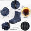 Aomigoct Women Winter Snow Boots Waterproof: Dark Blue 8.5 Warm Mid Calf Boots for Women with Fur Lined - Comfortable Outdoor Slip On Booties Anti-Slip view 4
