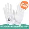 Amy Sport Mens Golf Gloves Pair Both Hands Left and Right Rain Grip Weathersof No Sweat All Weather Grips Soft Comfortable Breathable (White, Large) view 2