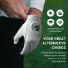 Amy Sport Mens Golf Gloves Pair Both Hands Left and Right Rain Grip Weathersof No Sweat All Weather Grips Soft Comfortable Breathable (White, Large) view 4