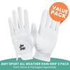 Amy Sport Mens Golf Gloves Pair Both Hands Left and Right Rain Grip Weathersof No Sweat All Weather Grips Soft Comfortable Breathable (White, Medium) view 2