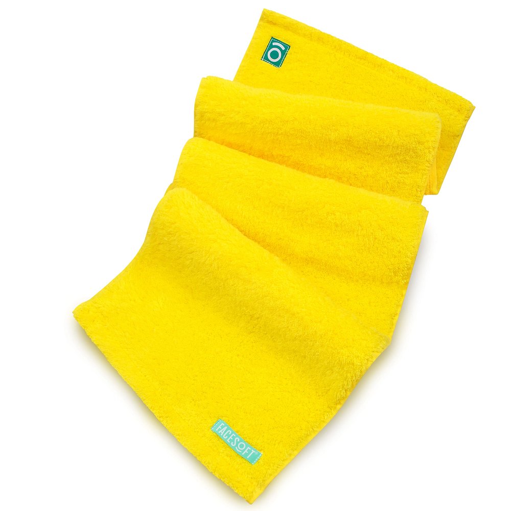 FaceSoft Eco Friendly Gym Towel for Working Out - Soft and Absorbent Cotton Exercise Towel - No Synthetic Microfibers or Plastics - Sweat Towel for Gym, Fitness, Sports, Yoga - Yellow - 1 Pc