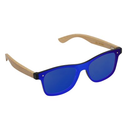 ATX OPTICAL XXL Mens Extra Large Wooden Classics Polarized Sunglasses for Big Wide Heads 155mm One Piece Lens (Bamboo Wood, Blue)