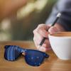 ATX OPTICAL XXL Mens Extra Large Wooden Classics Polarized Sunglasses for Big Wide Heads 155mm One Piece Lens (Bamboo Wood, Blue) view 3