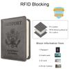 WALNEW Passport Holder for Travel, RFID Passport Cover Wallet for Women Men, PU Leather Passport Book Card Holder Case with Pen (Upgraded, Upgraded-Gray) view 4