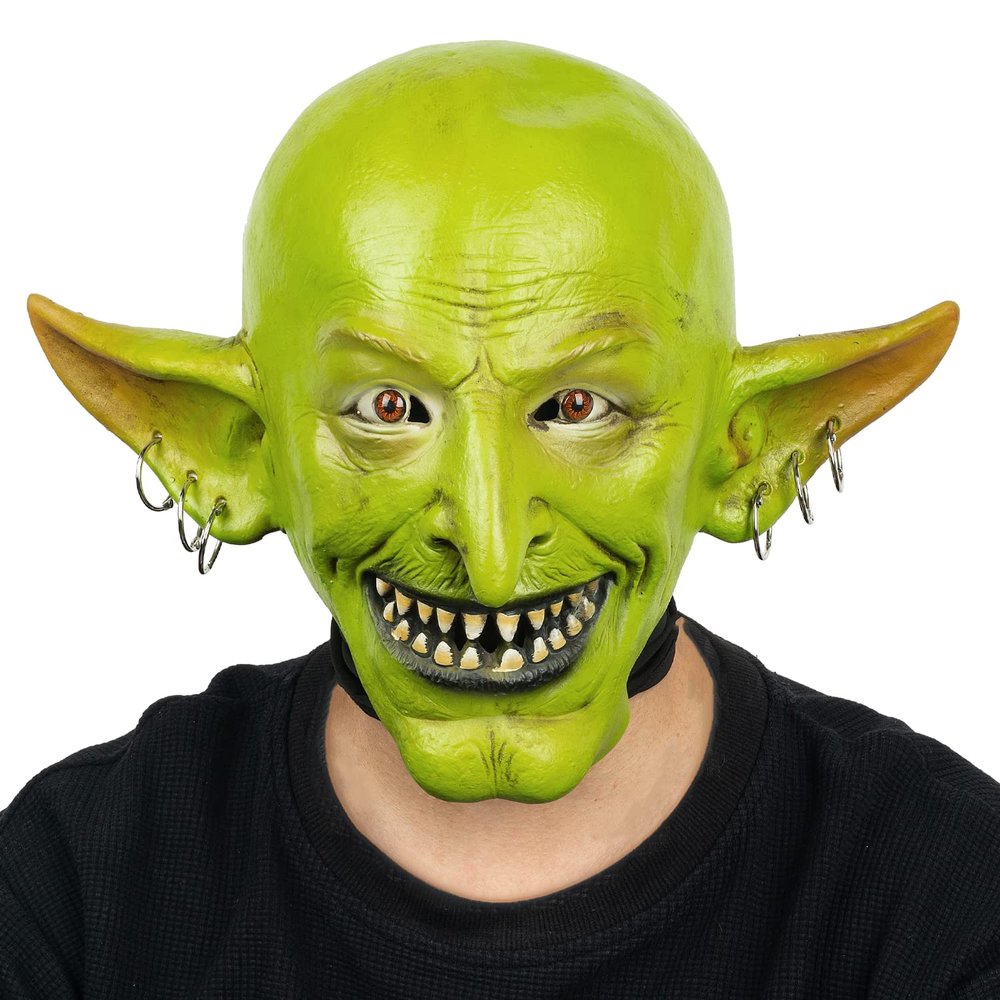 AQKILO Goblin Mask Scary Halloween Latex Full Head Realistic Masks Fancy Dress for Halloween Carnival Costume Party