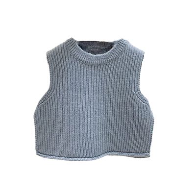 Autumn Baby Girls Boys Knitting Vest Baby Sleeveless Coat Tops Winter Solid Color Knitting Sweater 203T19 Blue 12M