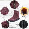 Aomigoct Women Winter Snow Boots Waterproof: Wine Red 6 Warm Mid Calf Boots for Women with Fur Lined - Comfortable Outdoor Slip On Booties Anti-Slip view 4