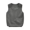 Children's Knitted Vest with Pocket Autumn and Winter Solid Color Round Neck Pullover Sweater B 4T view 1