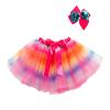 Madjtlqy Skirt Girls Star Patterns Elastic High Waist Bubble Skirt with Bowknot Hair Clip (Pink, Large) view 1