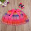 Madjtlqy Skirt Girls Star Patterns Elastic High Waist Bubble Skirt with Bowknot Hair Clip (Pink, Large) view 2