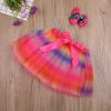 Madjtlqy Skirt Girls Star Patterns Elastic High Waist Bubble Skirt with Bowknot Hair Clip (Pink, Large) view 4
