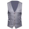 Plus Size Men Wedding Suit Vest Single Breasted Waistcoat Gilet Casual Sleeveless Slim Dress Vest Grey XXL view 1