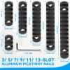 REERON Single Picatinny Rail Section Adapter 6 Pack 3 5 7 9 11 13 Slot Aluminum Picatinny Rails Accessory with 13 T-Nuts & Screws, 3 Allen Wrench - Rounded Corner, Black view 4