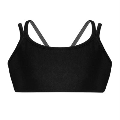 Loodgao Kids Girls Basic Solid Color Crop Top Camisole Yoga Sport Bras Undershirts Ballet Gymnastics Dance Workout Tops Black 16 Years