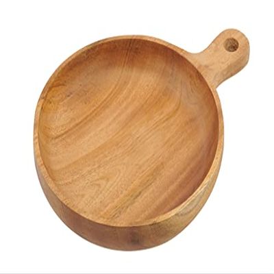 Captain Stag UP-2681 Wooden Tableware, Tableware, Curry Plate, Plate with Handle, 6.7 inches (17 cm), Wood Breast, Natural, Product Size (Approx.): Outer Diameter 6.7 x Length 9.1 x Height 1.2 inches (170 x 230 x 30 mm)
