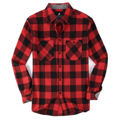 Alex Vando Mens Button Down Shirts Regular Fit Long Sleeve Casual Plaid Flannel Shirt,Black/Red,XXL