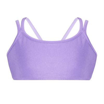 Loodgao Kids Girls Basic Solid Color Crop Top Camisole Yoga Sport Bras Undershirts Ballet Gymnastics Dance Workout Tops Purple 12 Years