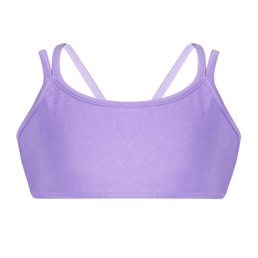 Loodgao Kids Girls Basic Solid Color Crop Top Camisole Yoga Sport Bras Undershirts Ballet Gymnastics Dance Workout Tops Purple 12 Years