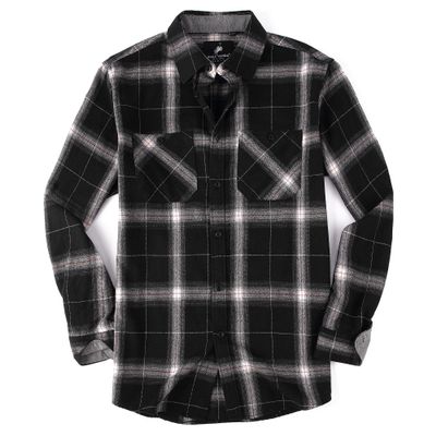 Alex Vando Mens Button Down Shirts Regular Fit Long Sleeve Casual Plaid Flannel Shirt,Black/White,S