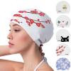 COPOZZ Womens Swim Cap for All Hair - Large, Comfortable Silicone Swimming Cap, Waterproof Design for Long, Short, Thick & Curly Hair | Secure & Comfortable Fit (Plum Blossom-12yrs+) view 1