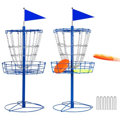 Yaheetech Portable Disc Golf Target Set of 2 for Indoor & Outdoor, Metal Frisbee Golf Basket 12-Chain Flying Disc Golf Target, Sturdy and Robust, Blue