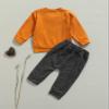 Madjtlqy Newborn Baby Boys Clothes Set Solid Color Long Sleeve Pullover Sweatshirt+Pants (Ginger, 6-12 Months) view 3
