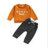 Madjtlqy Newborn Baby Boys Clothes Set Solid Color Long Sleeve Pullover Sweatshirt+Pants (Ginger, 0-6 Months) view 1