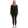 PISIQI Thermal Underwear Women Ultra-Soft Long Johns Set Base Layer Skiing Winter Warm Top & Bottom Black view 2