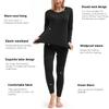 PISIQI Thermal Underwear Women Ultra-Soft Long Johns Set Base Layer Skiing Winter Warm Top & Bottom Black view 3