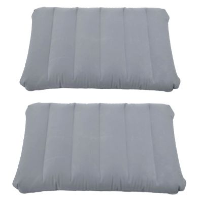 Alovexiong 2 Pack Gray Ultralight Inflatable Camping Pillow Small Squared Flocked Fabric Air Pillow for Hiking, Camping, Traveling, Napping, Desk Rest, Neck & Lumbar Support