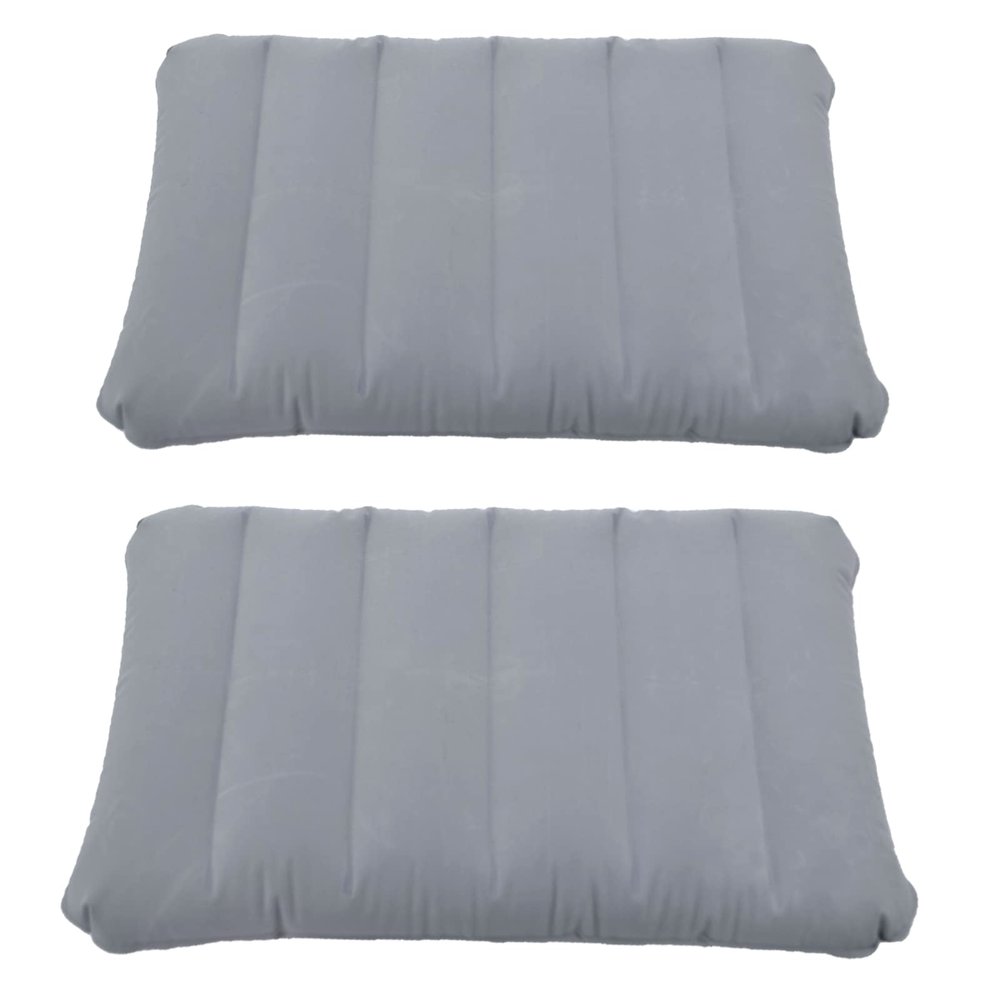 Alovexiong 2 Pack Gray Ultralight Inflatable Camping Pillow Small Squared Flocked Fabric Air Pillow for Hiking, Camping, Traveling, Napping, Desk Rest, Neck & Lumbar Support