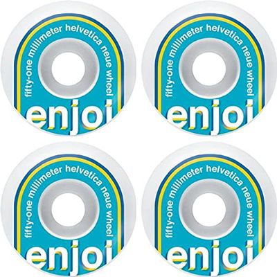 Enjoi Skateboards Helvetica Neue White/Blue Skateboard Wheels - 51mm 99a (Set of 4)