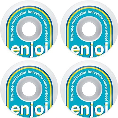 Enjoi Skateboards Helvetica Neue White/Blue Skateboard Wheels - 51mm 99a (Set of 4)