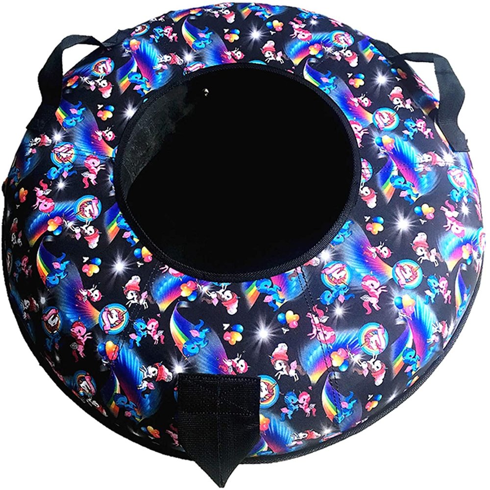 JINCAN Inflatable Sledge, Heavy Duty Freeze Resistant Inflatable Snow Sled Toboggan with Handles for Kids Winter Christmas Snow (Color : A)