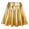 Womens High Waisted Shiny Skirt Pleated Skirt Short Halloween Skater Skirt Flowy Mini Skirts Gold X-Large view 1
